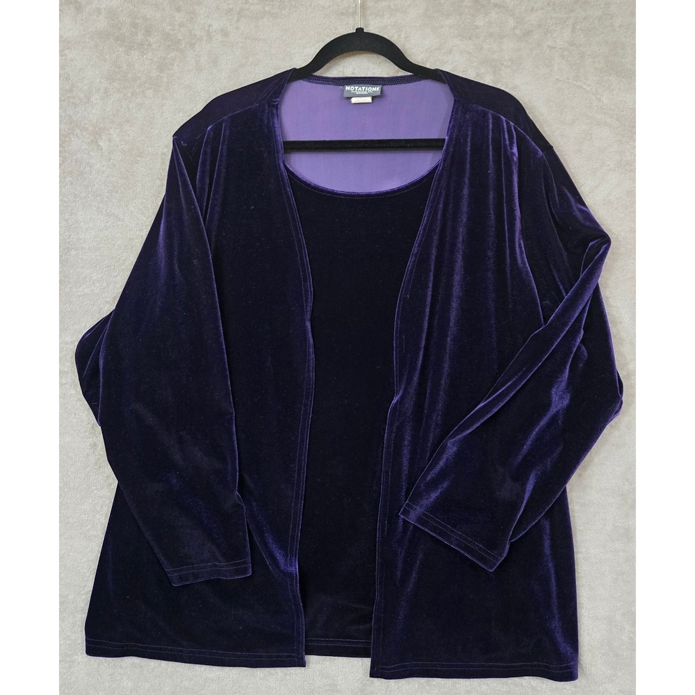 NOTATIONS WOMAN 3X Purple Velvet Top Whimsigoth‎ Fairy Goth Witchy